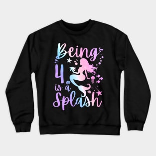 4 Year Old 4Th Mermaid Birthday Under Sea Party Crewneck Sweatshirt